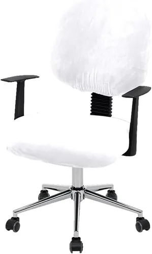 Miniatura 12 de ITFRO Funda negra para silla de oficina, de terciopelo, elástica, 2 piezas, funda para silla de escritorio de computadora, funda giratoria universal
