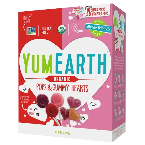 Yumearth Organic Valentines Surtido Pops & Gummy Fruits, 266 GR