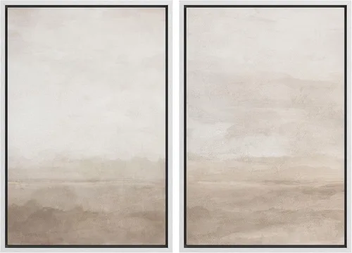Miniatura 47 de SIGNWIN Lienzo enmarcado para pared, ilustraciones abstractas texturizadas en tonos beige terrosos, arte moderno, decorativo, contemporáneo