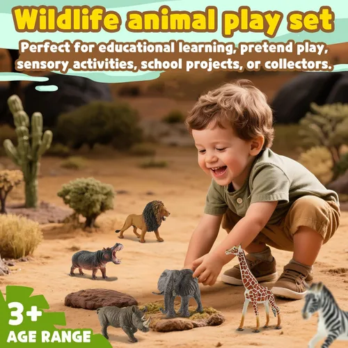 Miniatura 5 de Zippytots 6 piezas figuras de animales de safari para niños de 3-5 años figuras realistas de animales de selva de plástico vida silvestre africana