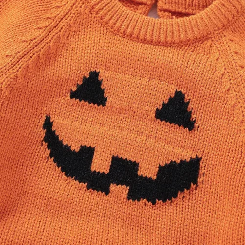 Miniatura 4 de GOOCHEER Suéter con estampado de cara de calabaza para bebé, niño, niña, Halloween, sudadera de manga larga, ropa de otoño e invierno