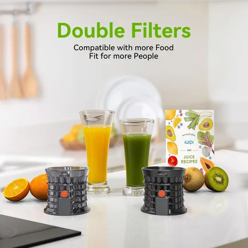 Miniatura 2 de Exprimidor de prensa en frío, máquinas exprimidoras de masticación lenta para verduras y frutas enteras, canal de alimentación de 4.3 pulgadas, sin