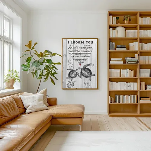 Miniatura 2 de YUOPTKITR Póster inspirador de tortuga para decoración de pared, impresiones en lienzo con texto en inglés "I Choose You", pinturas en lienzo
