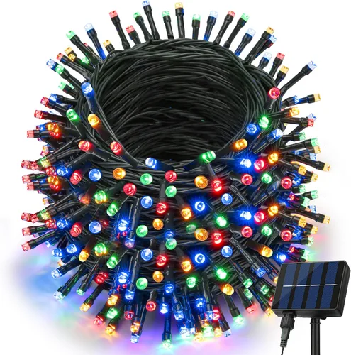 Miniatura 15 de Joomer Luces solares de Navidad para exteriores, paquete de 2 unidades en total de 144 pies, 400 LED, 8 modos, impermeables, luces solares de Blanco
