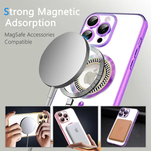 Miniatura 95 de Misscase Funda magnética con purpurina para iPhone 11 compatible con MagSafe, protección completa, delgada, a prueba de golpes, antiarañazos