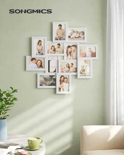 Miniatura 2 de SONGMICS Marcos de fotos de 4 x 6 pulgadas, decoración de pared, paquete de 12 marcos de collage de fotos, juego de marcos de fotos múltiples