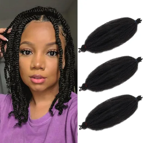 Miniatura 33 de ZRQ Cabello afro trenzado negro elástico para Butterfly Locs de 12 pulgadas, cabello trenzado de ganchillo Marley Twist preseparado, 3 paquetes