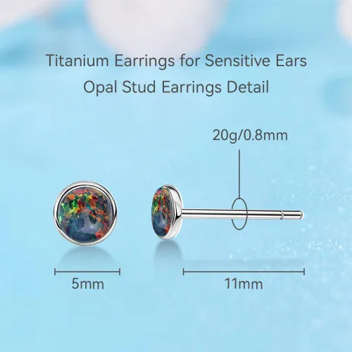 Miniatura 3 de Limerencia Aretes hipoalergénicos de titanio puro Aretes de ópalo Minimalistas, grado de implante Adecuado para orejas sensibles joyas delicadas