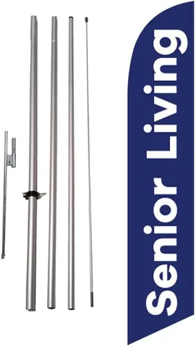 Miniatura 7 de 55+ Active Living Senior Living Community Publicidad Bandera de plumas Letrero con kit de poste y pico de tierra