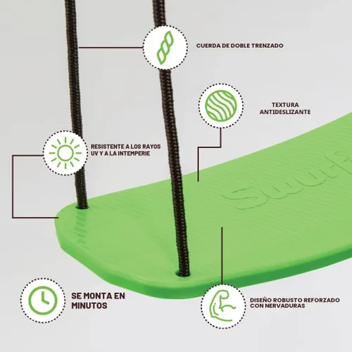 Miniatura 5 de Swurfer Kick Stand Up Surfing Tree Swing Outdoor Swings for Kids Up to 200 Lbs - Hang from Up to 10 Feet High - Includes 24" SwingBoard, UV Verde
