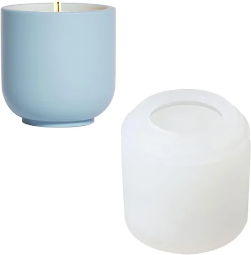 Miniatura 7 de BOOWAN NICOLE Nórdico Simple Estilo Cemento Vela Tarro Molde de Silicona Molde de Contenedor de Vela de Concreto Recipiente de Decoración