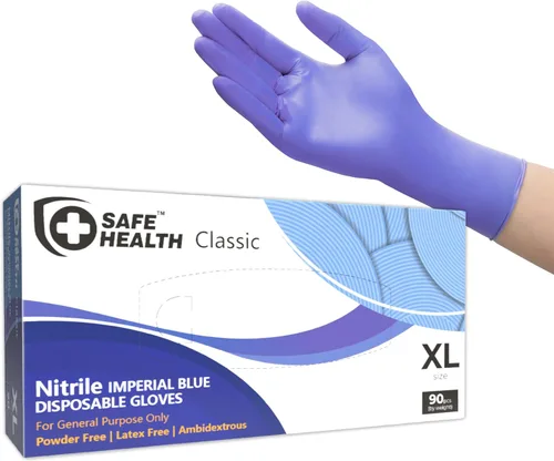 Miniatura 5 de Safe Health Nitrile Disposable Gloves, 3.5 Mil, Imperial Blue, Powder Free, Latex Free, Tattoo, Beauty, Salon, Car