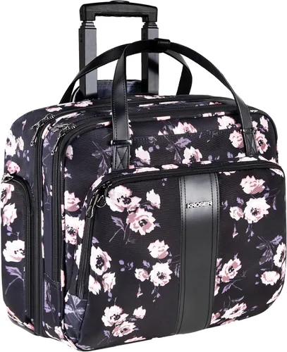 KROSER - Maletín de Ordenador Portátil con Ruedas Premium, Bolsa de Ordenador Portátil de 15.6 Pulgadas, Bolso de Viaje Nocturno con Bolsillos RFID