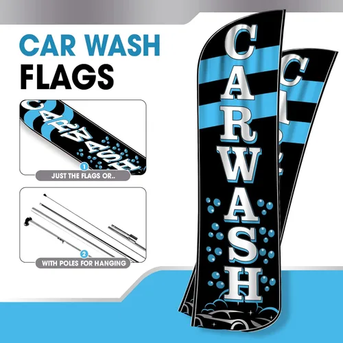 OnPoint Wares Banderas de plumas para lavado de autos, pancartas publicitarias para exteriores, 11.5 pies x 2.5 pies, poliéster resistente a la