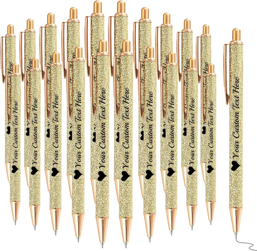Miniatura 79 de Bolígrafos con purpurina personalizados con nombre, bolígrafos bonitos y bonitos personalizados, bolígrafos retráctiles de tinta negra, suministros