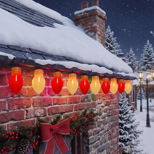 Luces de Navidad Jumbo Rojas y Blancas de 16 Pies para Exteriores, Cadena de Bombillas LED Gigantes de Navidad para Árbol, Porche, Patio y Valla,