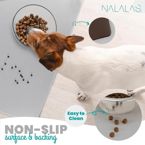 Miniatura 5 de NALALAS Tapete grande para perros para alimentos y agua, tapete para alimentación de gatos Gran tapete impermeable para cuenco de perro Tapete