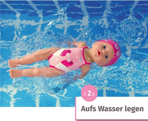 Miniatura 4 de Baby Born 835302 My First Swim Girl 11.8 in Badepuppe, bewegliche Weapon Beine, schwimmt durchs Wasser, Wasserdicht und Ohne Batterien verwendbar
