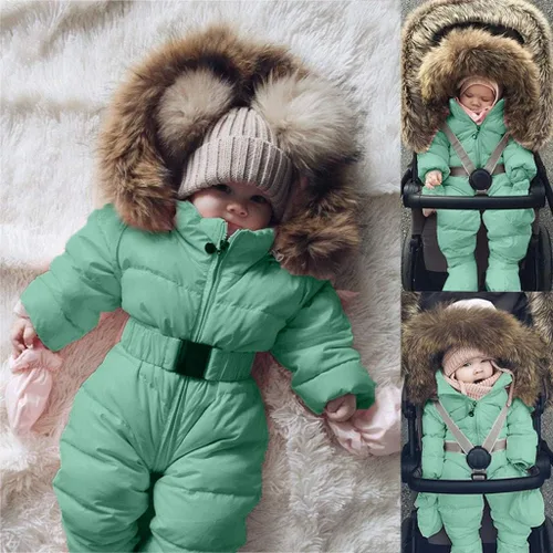 Miniatura 4 de Mono cálido para bebé, chaqueta acolchada para bebés, niños y niñas, con capucha para invierno, ropa de abrigo para niños