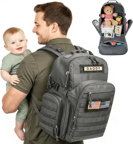 Miniatura 8 de MIRACOL Bolsa de pañales para bebé para papá: poliéster 900D de grado militar con más de 16 bolsillos múltiples para papá activo - 40L XL capacidad