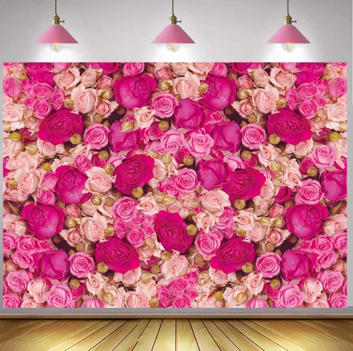 Fondo de pared de rosas rojas y rosas rosas para el Día de la Madre, telón de fondo para fotografía de niñas, princesa, cumpleaños, baby shower,