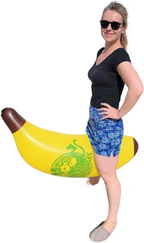 Miniatura 4 de Vinilo inflable de plátano amarillo fresco (44 pulgadas). Fruta segura para inflar. Juguete de piscina. Decoración de fiesta.