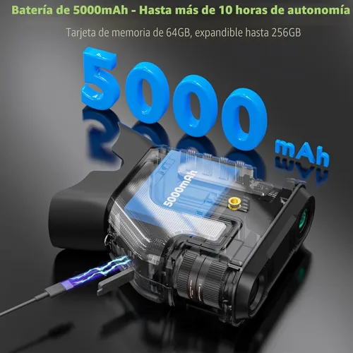 Miniatura 5 de WOSPORTS Gafas de visión nocturna 4K, zoom óptico de 10X y digital de 8X, rango infrarrojo de 1315 pies, batería recargable de 5000 mAh, IPX Verde