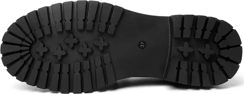 Miniatura 4 de Mostrin Mocasines para mujer con suela de lengüeta, mocasines de media gruesa, clásicos con punta redonda, sin cordones, cómodos zapatos casuales