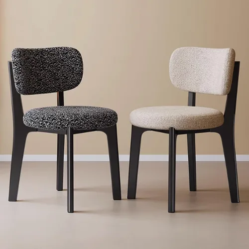 Miniatura 2 de YVYKFZD Solid Wood Dining Chairs, Fabric Dining Room Chair Set of 2/4/6, Upholstered Kitchen Chairs with Curved Backrest, Armless Living Room Chair