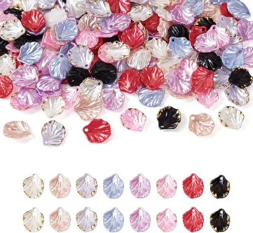 Miniatura 34 de Craftdady Dijes de cuentas de hojas de arce transparentes, colgantes colgantes de adorno para colgar, bonitos dijes para collares, pulseras