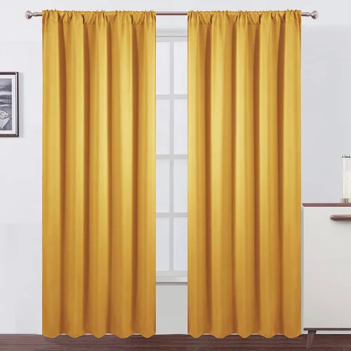 Miniatura 20 de LEMOMO Cortinas opacas negras para cocina, 42 x 45 pulgadas, juego de 2 paneles de cortinas opacas con bolsillo para cortinero para ventana pequeña