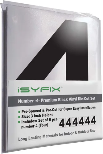 Miniatura 29 de iSYFIX Calcomanías de vinilo negro con el número 7 (siete), paquete de 6 calcomanías autoadhesivas de 7 pulgadas, calcomanías troqueladas y Negro