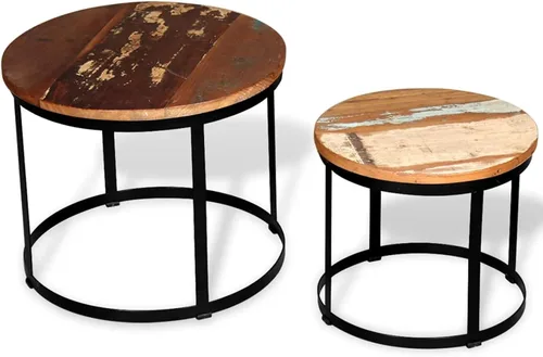 Miniatura 6 de Juego de mesa auxiliar de dos piezas de 2 piezas para sala de estar, mesa de centro y mesa auxiliar, mesas auxiliares simples, juego de 2 piezas
