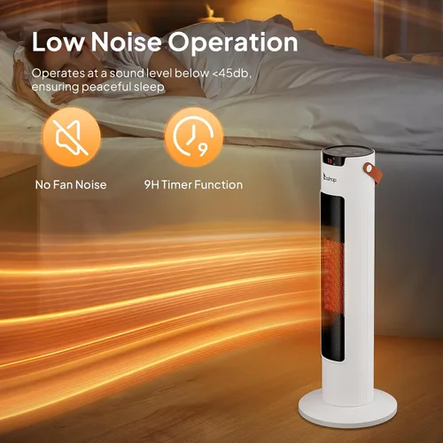 Miniatura 3 de Calentador de Espacio Eléctrico de 1500W con Control Remoto y por APP, Calentador de Torre de 24" con Oscilación, Temporizador, Termostato
