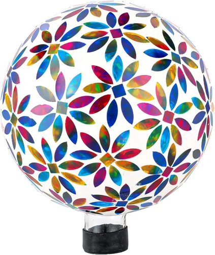 VCUTEKA Bola miradora, mosaico de vidrio, esferas de mirada para jardín, césped, adorno al aire libre, decoración de patio, 10 pulgadas, multicolor