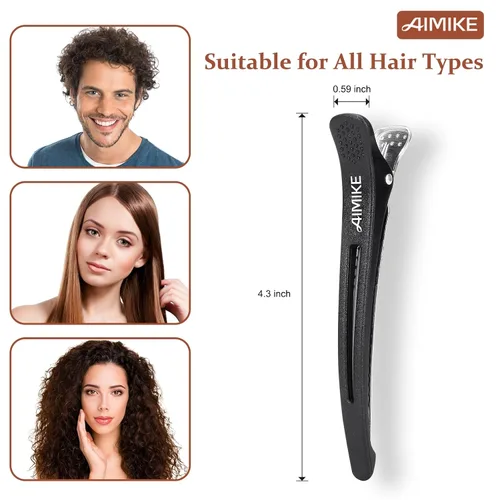 Miniatura 4 de AIMIKE Accesorios de peinado y seccionamiento del cabello, paquete de 12 pinzas de silicona antideslizantes para cabello grueso y fino, calidad