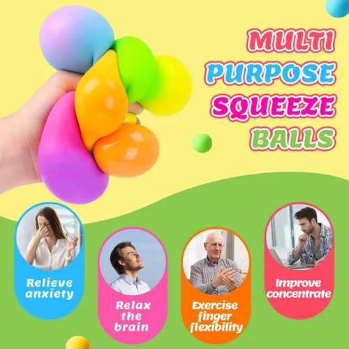 Miniatura 6 de Paquete de 4 pelotas antiestrés para adultos y niños, juguetes para apretar que cambian de color, juguetes sensoriales para niños con autismo