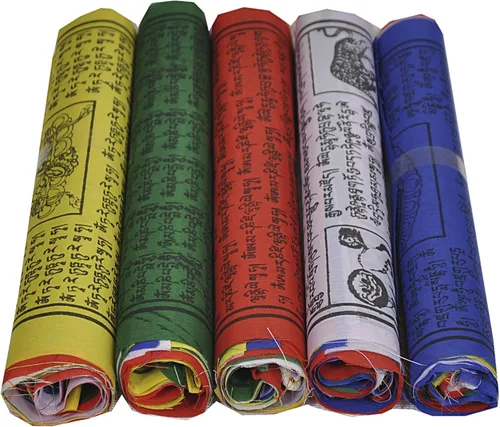 Miniatura 2 de Banderas de oración budista tibetana de 8.5 pulgadas para suerte, felicidad, longevidad y prosperidad - Paquete de 50
