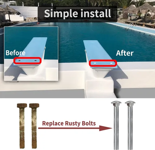 Miniatura 6 de 67-209-911-SS - Kit de pernos de acero inoxidable para tabla de buceo, kit de pernos de montaje para tabla de buceo de piscina compatible con dos