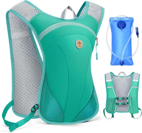 Miniatura 12 de Mochila de hidratación con bolsa de agua de 2 L, chaleco ligero y transpirable para correr, correas ajustables para el pecho, paquete de agua