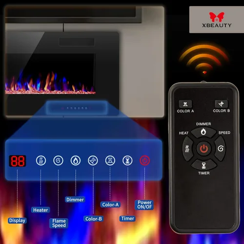Miniatura 4 de Chimenea eléctrica de 50 pulgadas empotrada en la pared y montada en la pared, calentador de chimenea de 1500 W y chimenea lineal