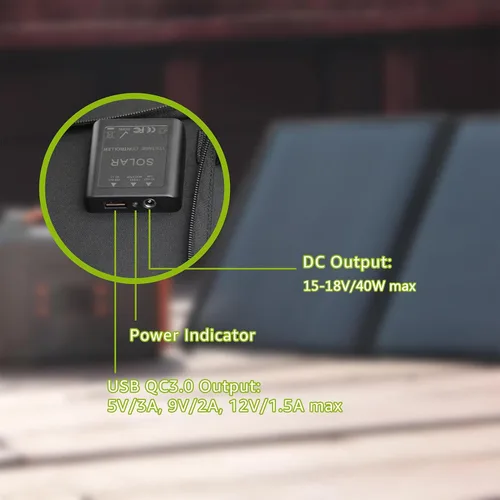 Miniatura 5 de Panel solar portátil de 40 W, cargador solar plegable para generador de estación de energía solar al aire libre, soporte ajustable, conectores 10