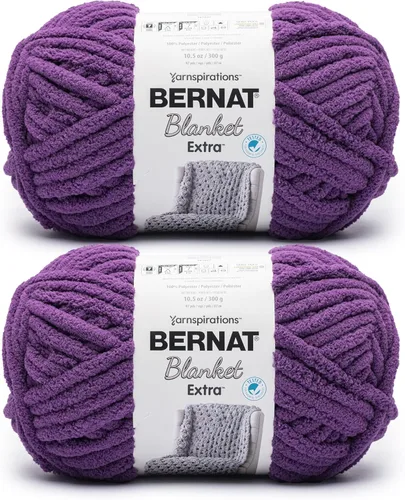 Miniatura 13 de Bernat - Estambre para mantas Extra Negro, 2 paquetes de 300g/10.5 onzas, poliéster, #7, jumbo, tejido de punto/ganchillo