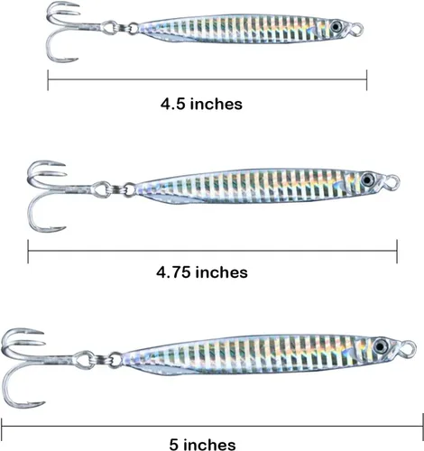 Miniatura 5 de Saltwater Fishing Lures Fishing Jigs Fishing Spoons for Striped bass, Pompano, Spanish Mackerel ，Bluefish Plata (3 piezas)