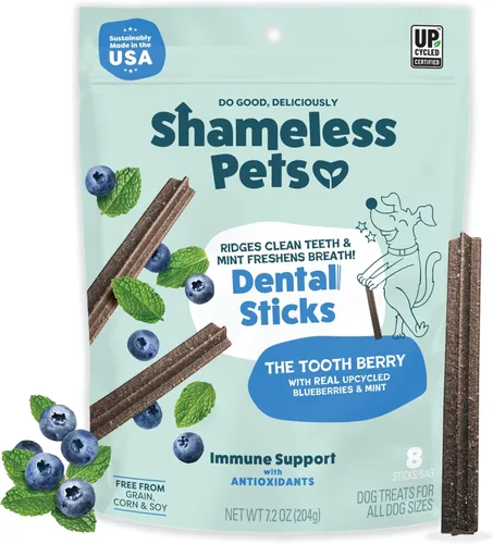 Miniatura 16 de Shameless Pets Golosinas dentales para perros, Carrate Chomp, palitos dentales saludables con soporte para la piel y el pelaje para limpieza