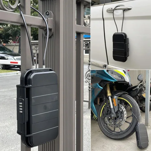 Miniatura 5 de Caja fuerte portátil, caja de seguridad combinada con código, caja de seguridad antirrobo impermeable con cadena extraíble para playa, dormitorio