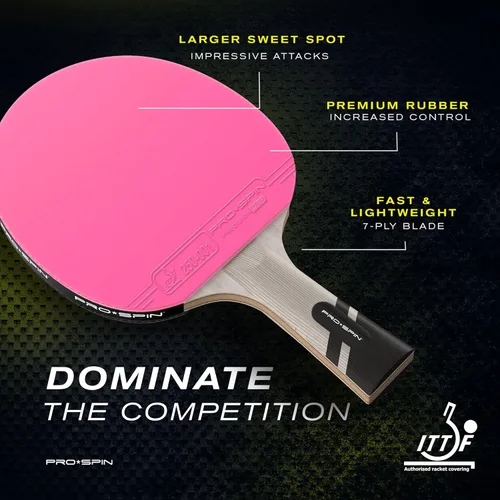 Miniatura 2 de PRO-SPIN Palas de ping pong - Raquetes de tenis de mesa de nivel profesional con fibra de carbono para un control superior Lámina de 7 capas, goma