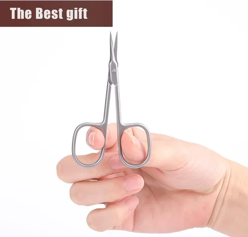 Miniatura 4 de KINBOM Tijeras de cutícula, tijeras pequeñas finas para manicura, pedicura, belleza, aseo de belleza, tijeras curvadas multiusos para uñas