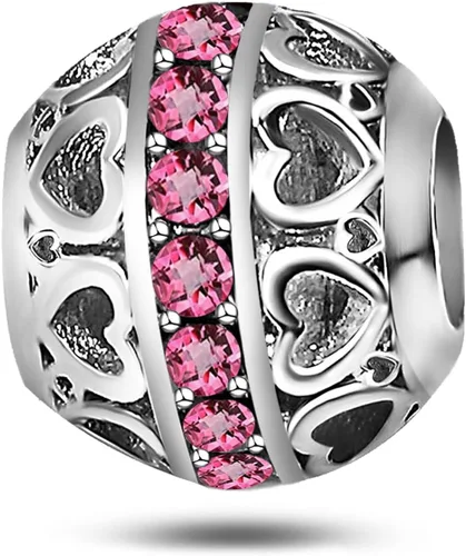 Dijes de cuentas de corazón con piedra natal de enero a diciembre, compatibles con pulsera Pandora para mamá, hija, abuela, nieta, abuela, abuela,