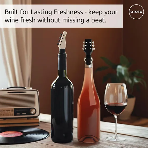 Miniatura 6 de OTOTO Juego de 2 tapones de vino – Tapón para botella de vino bajo y guitarra, divertidos corchos de vino, accesorios de vino, tapón de champán